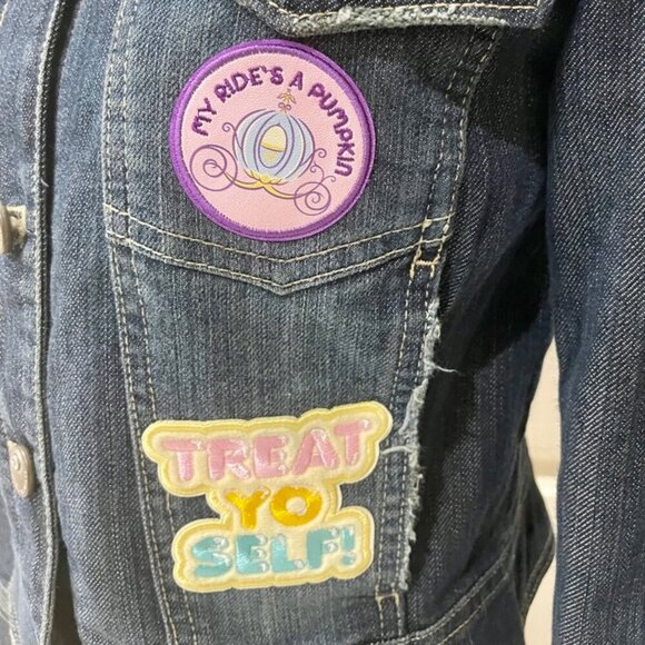 KAWAII EMBELLISHED UNICORN DENIM DISSTRESSED WASHED PATCH JACKET SIZE S - Picture 4 of 15